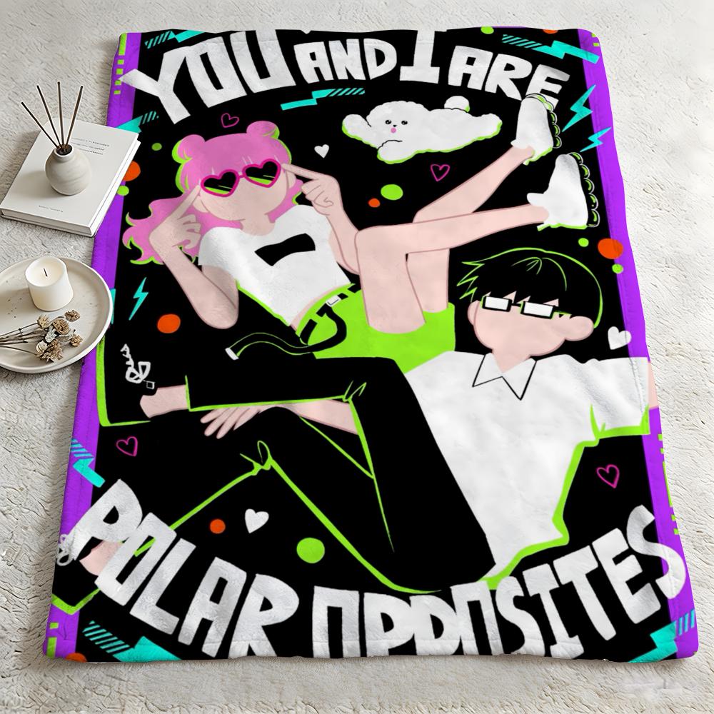 anime YYou and I Are Polar Oppositess Throw Warm Soft Flannel Blanket Multiuse for Sofa Bed Camping Travel Nap
