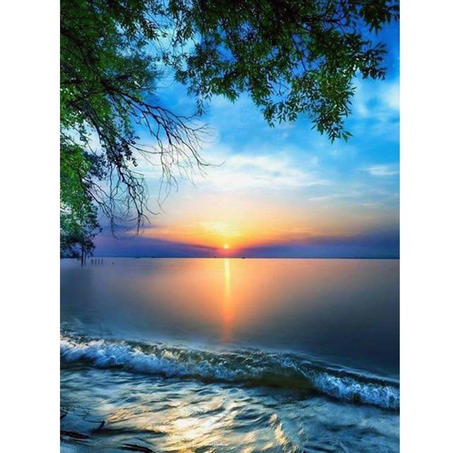 DIY 5D алмазная живопись, вышивка крестиком, морской пейзаж, дом, полная круглая дрель, пейзаж, алмазная вышивка, мозаика, искусство, домашний декор, подарок