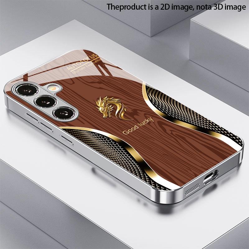 2D чехол для телефона с рисунком головы дракона для Samsung S26 S25 S24 S23 S22 S21 S20 A56 A36 A16 Электрооцинкованный стеклянный защитный чехол