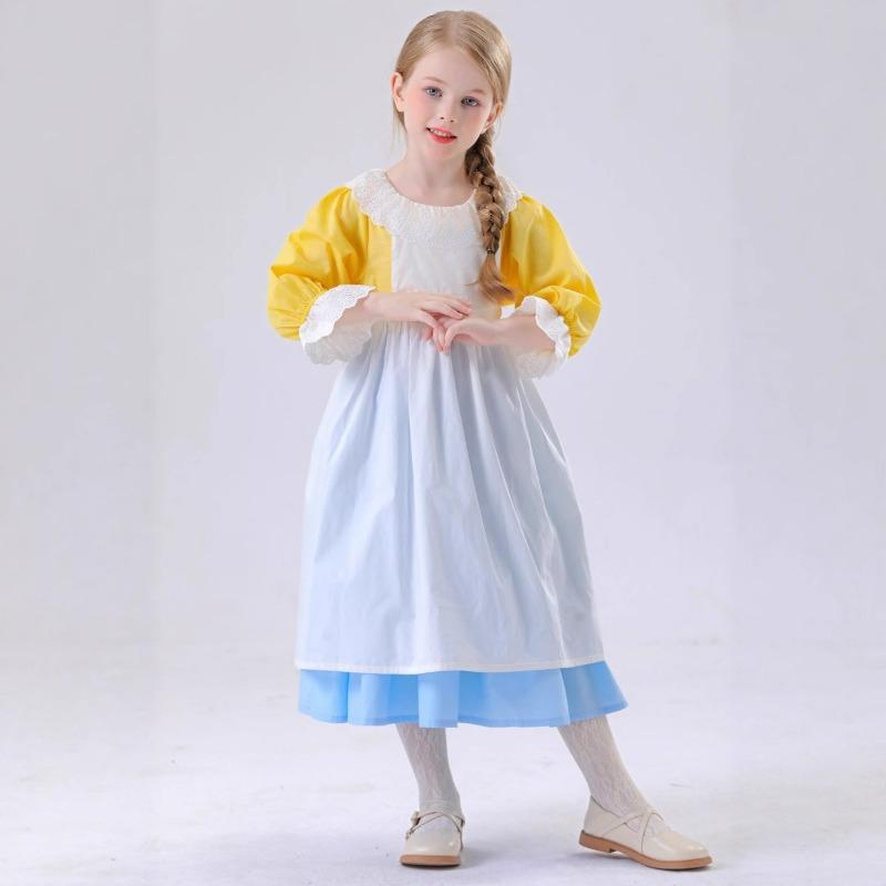 Halloween Costume, European Medieval Pastoral Maid Romantic Farm Manor Little Girl Dress