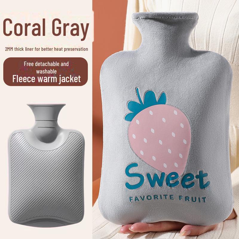 Мешок для согрева рук с плюшевым мехом кролика, наполненный водой - утолщенный ПВХ с рисунком из мультфильмов