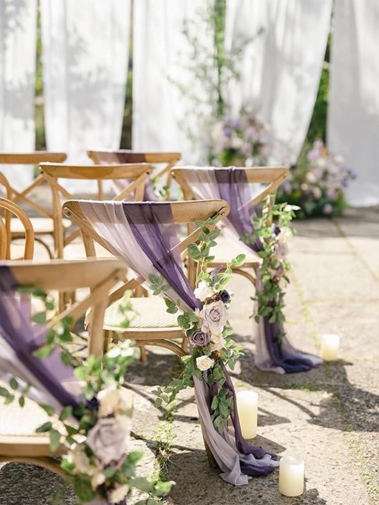 2 комплекта украшений для стульев на свадьбу, церковная скамья, искусственные цветы, зелень, гирлянды, скамья, церемония, прием, цветочный искусственный фон, роза, вечеринка на открытом воздухе