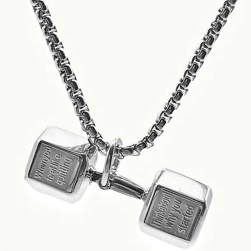 Модная вдохновляющая титановая стальная гантель-ожерелье Poyo Faith