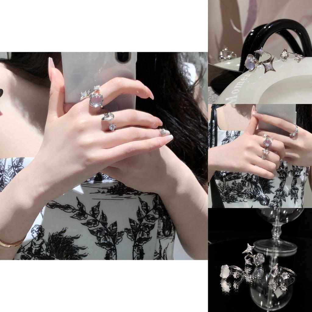 Chic Metallic Ring Featuring Star Accents And Open Adjustable Style For Women