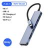 Dj1013 7 в 1 Usb C Hub для 4k HDMI-совместимого адаптера типа C с Pd Tf Sd, совместимого для