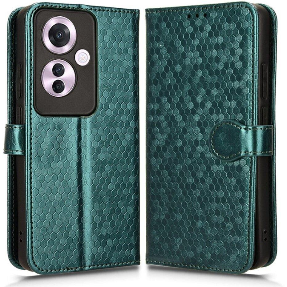Flip Case for Oppo Reno 11F 5G, Wallet Rhombus, Green