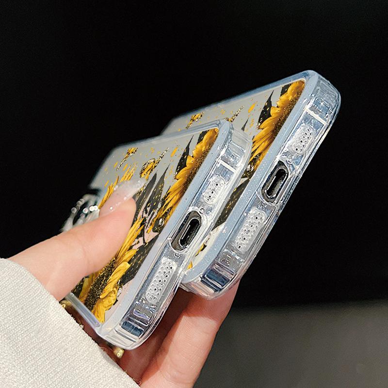 Чехол с цветочным узором подсолнуха для iPhone 17 Pro Max iPhone 16 15 14 13 Pro Max 11 17e 16e Покрытие Рамка для объектива Прозрачная Мягкая Силиконовая Задняя крышка