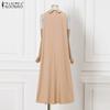 ZANZEA Женское повседневное платье без рукавов со складками и отложным воротником