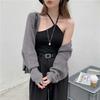 Женский кардиган с пожимами плечами, сексуальный однотонный осенний трикотаж нестандартной формы, свободные универсальные укороченные топы, женские свитера-болеро, женские шикарные мягкие уличные топы