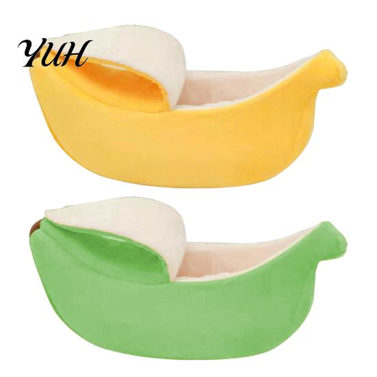 Thick Filled Puppy Bed Banana Cat Bed, Plush Pet Cave with Lid, Fleece Lined, Cozy Soft Enclosed Hideaway, Warm Semi for Cats, Small Dogs, Autumn