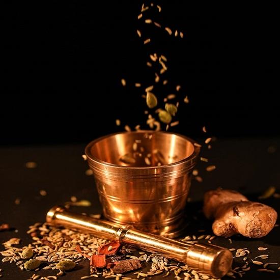 Brass Mortar and Pestle (Okhli) Traditional Medicine Imam Dasta Mortar and Pestle Set Okhli Musal Khara