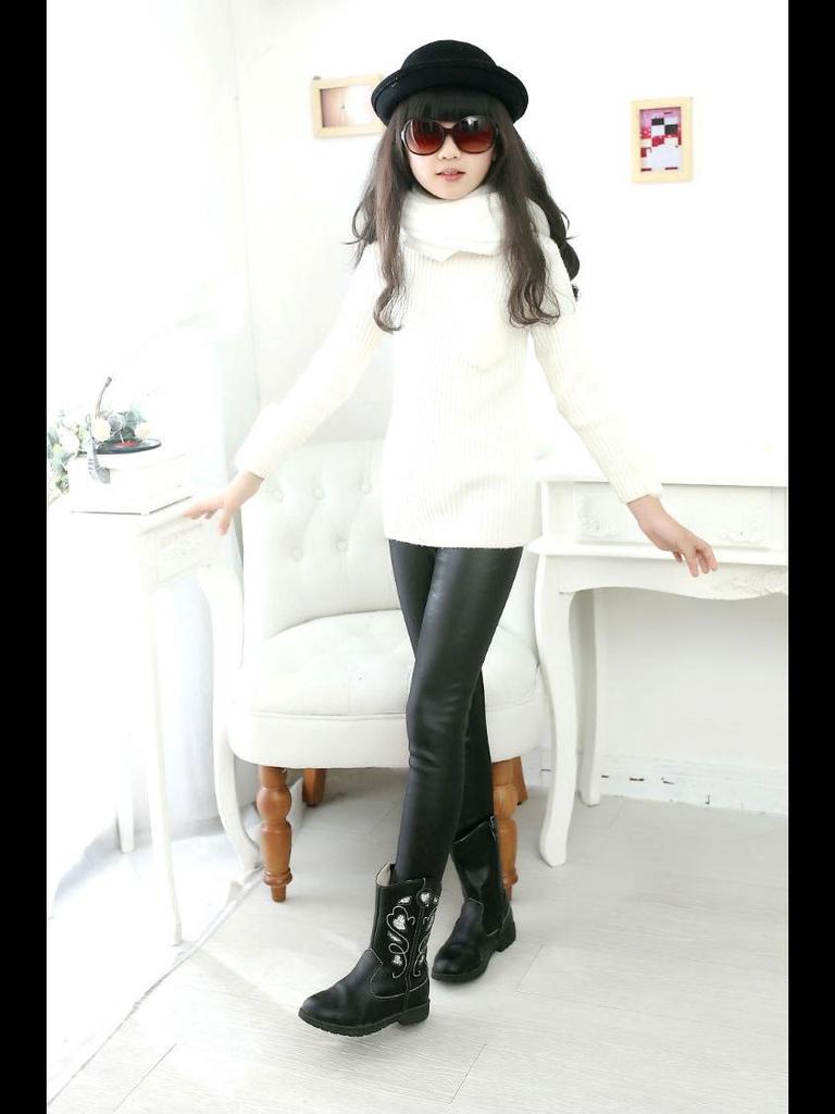 Новые леггинсы из искусственной кожи для девочек на осень/зиму с бархатной подкладкой