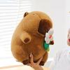 Brown Capybara Plush Doll Fluffy Capybara Stuffed Doll Creative Flower Capybara Plush Toy  Birthday