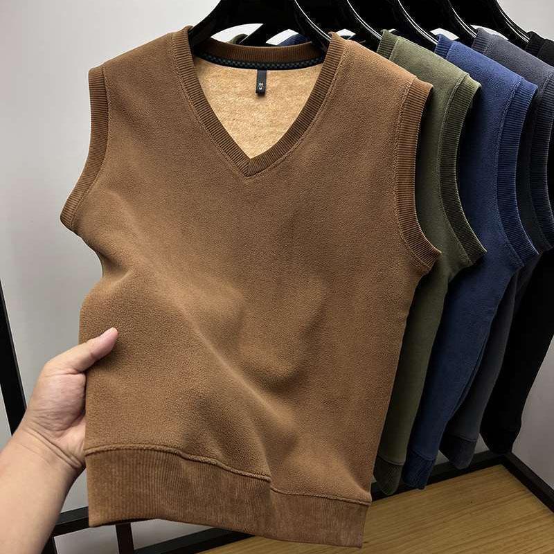 Женский утепленный жилет Зимняя майка без рукавов Двусторонний бархат Тепло Утолщенный V-образный вырез Эластичный низ Подходящий