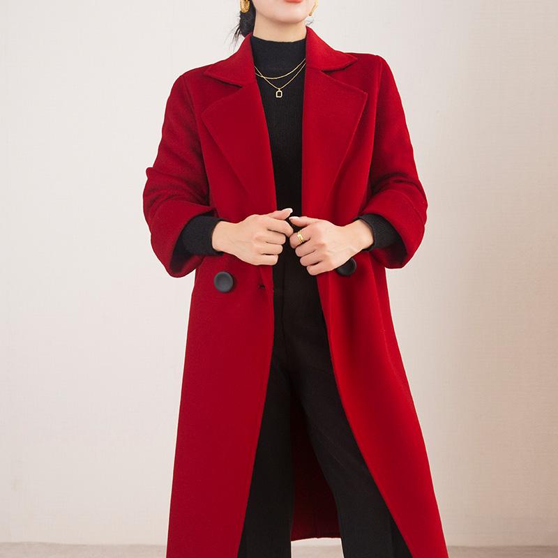 Женское пальто 100% шерсть TIDENOVEL Осеннее шерстяное пальто ручной работы Длинное пальто-бушлат Зимнее теплое кашемировое длинное пальто Пальто