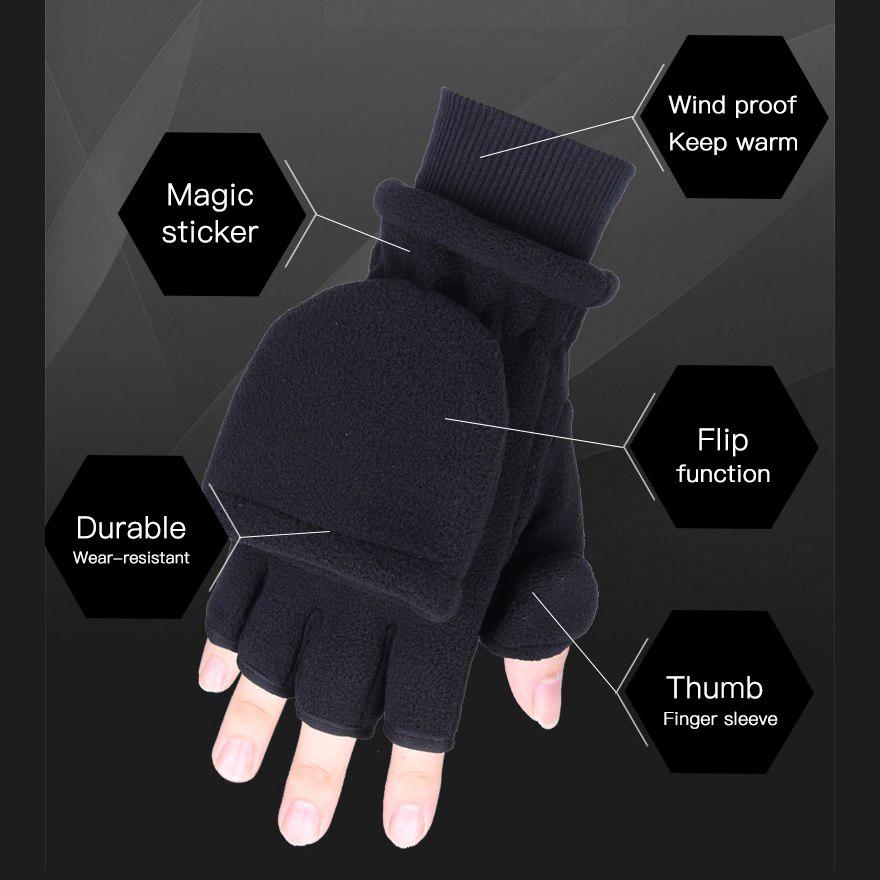 Double Layer Warm Thickened Non-slip Touch Screen Half Finger Cycling Ski Snowboard Fishing Gloves
