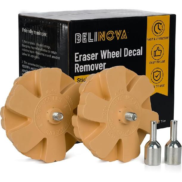 2 Pack Decal Remover Eraser Wheel Adhesive Remover With Adapter 4 Inch Rubber Eraser Wheel For Drill Removes Car Decal Vinyl Tape Graphics Ptripe
