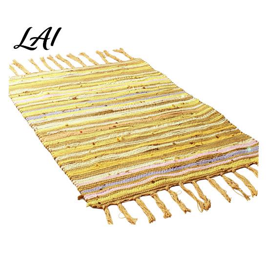 Pet Friendly Floor Carpet Reversible Cotton Rag Rug Boho Hand Woven Multi Color Striped Bath Absorbent Door Mat for Entryway Rug with Tassels,