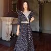 2024 Autumn Women's Korean Style Polka Dot Color Block Elegant Long Dress