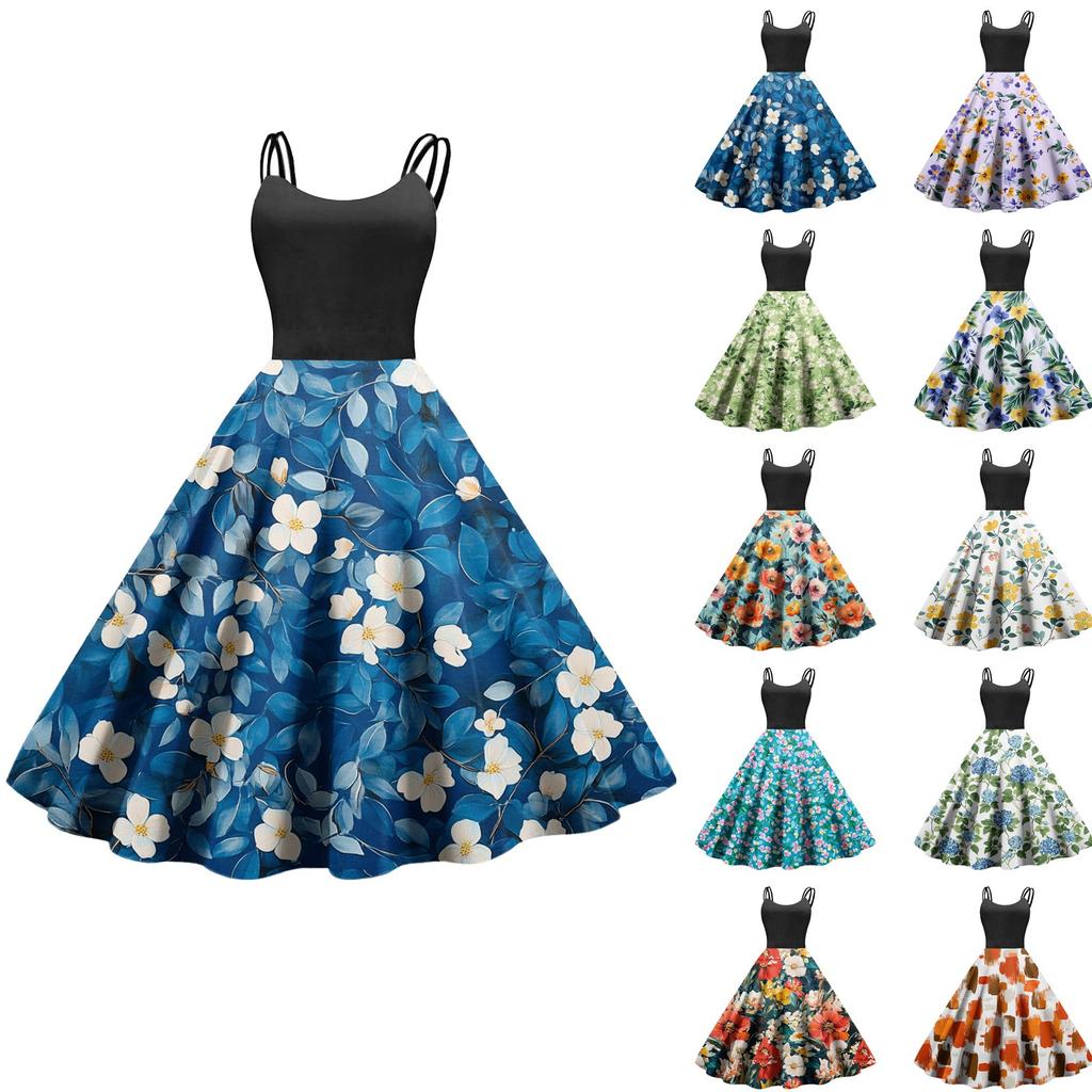 Women's Casual Fashion Print Sexy Off Shoulder Punk Retro Dress Retro Dress Dress