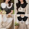 Large Lapel Women False Collar Half Shirt Style Solid Color Detachable Collar Collar Decoration Lace Up Ruffled Doll Collar