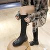 Fashion Shoes for Woman Lace-up Footwear Elastic Black Women's Boots Winter Knee High Shaft Sock Long with Laces Comfortable and Elegant