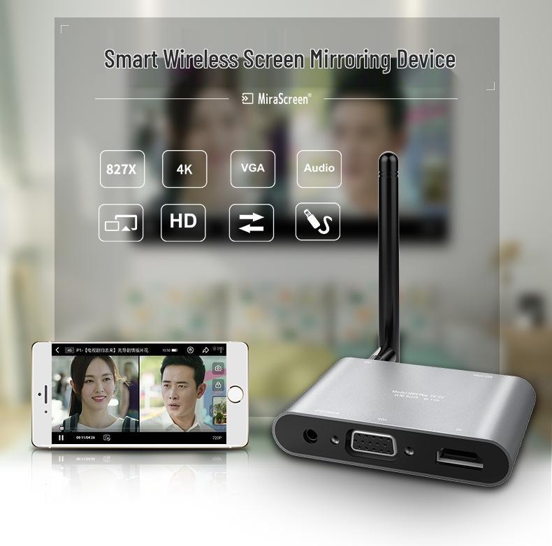 Mirascreen 4K Wireless Screen Mirroring Device for VGA/HD, Compatible with Google/iOS/Android