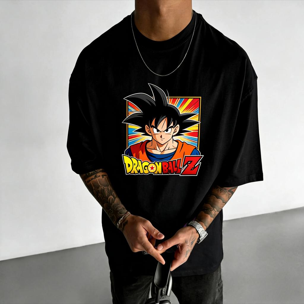 Новая аниме-футболка Dragon Ball с принтом Goku, с круглым вырезом, с короткими рукавами, летняя 2026, мужская, свободная, дышащая, спортивная, хлопковая