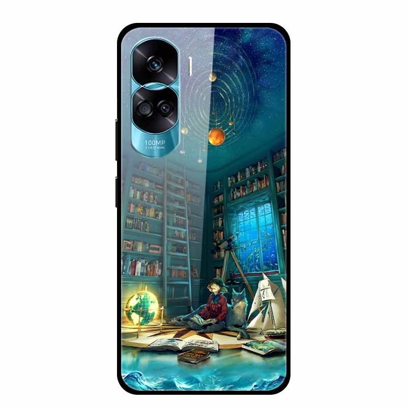 Чехол для Honor 90 Lite 5G 90Pro Закаленное Стекло Жесткая Задняя Крышка для Huawei Honor 90 Pro Мягкий Бампер Honor90 90Lite Fundas Роскошный