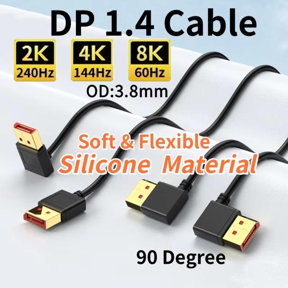 DP 1.4 Cable DP to DP 32.4Gbps 8K@60Hz 4K@144Hz Flexible Display Port Video Cord for Gaming Monitor PC Graphics Card Laptop