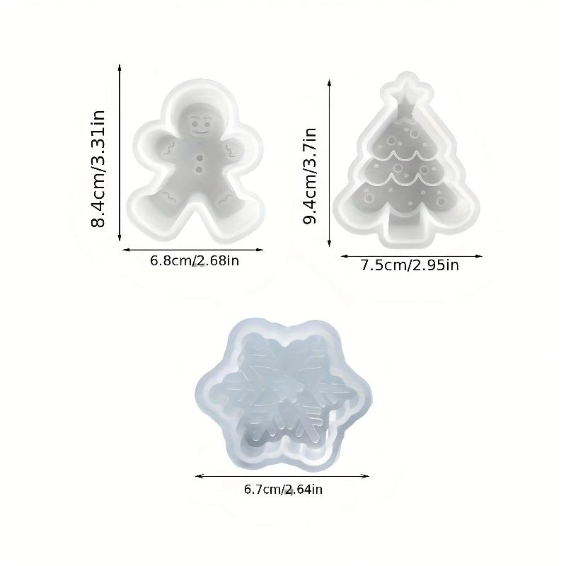 Набор из 3 силиконовых форм для свечей: Рождественская елка, Пряничный человечек, Снеговик. DIY форма для рисования, анимации, гипса, глины, смолы, для декора