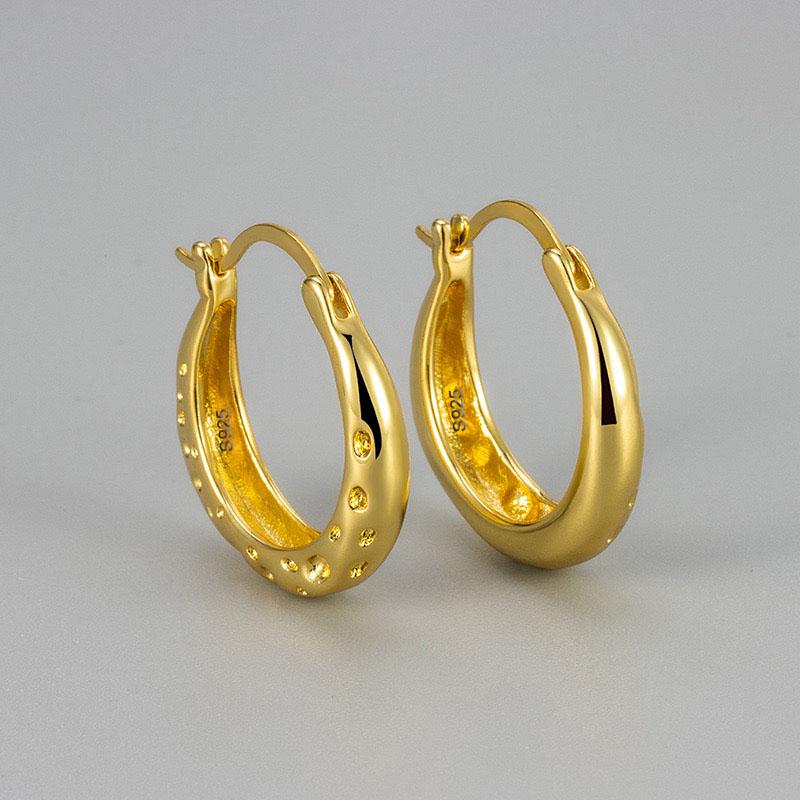 925 Sterling Silver Earrings For Women Trendy Gold Color Geometric Earring Jewelry Prevent Allergy Party Accessories Gift