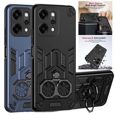 Чехол для OPPO Reno 14 Pro 5G Защитная крышка Военный класс Ударопрочная Броня Металлическое кольцо Подставка Fundas Coque
