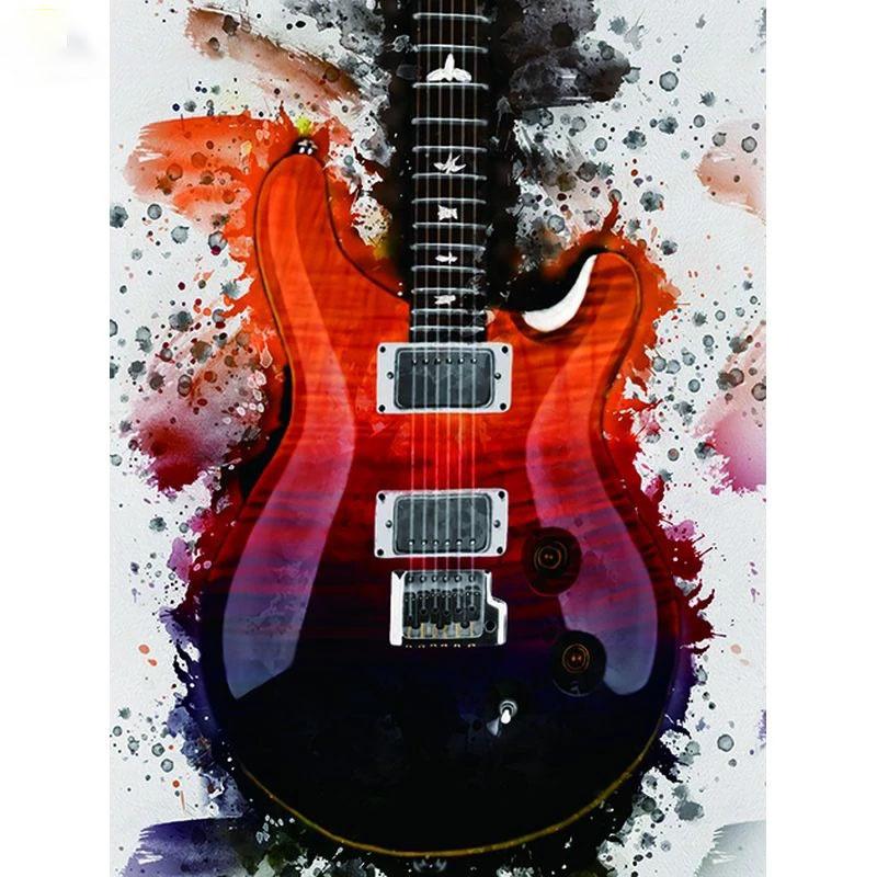 Полный 5D DIY алмазная живопись мультфильм красочная гитара Алмазная вышивка мозаичные наборы вышивка крестиком домашний декор подарки ручной работы
