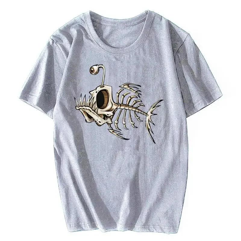 Bonefish Skull Deep Sea Fish Skeleton Funny Fisherman Angler T-Shirt  O-Neck Short Sleeve T Shirt Oversize Streetwear