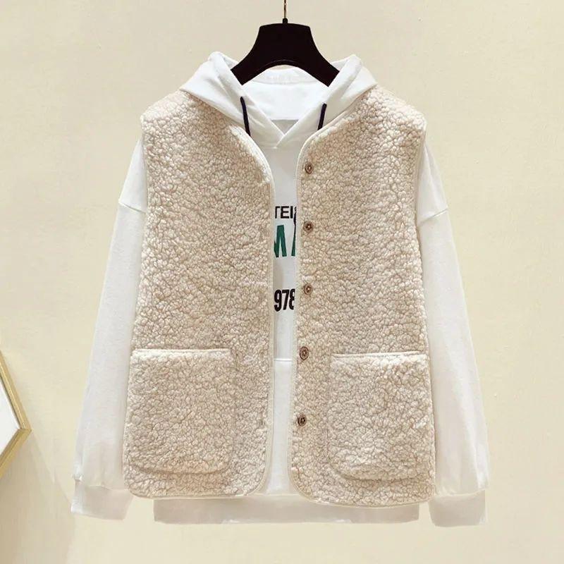 Женские жилеты, весна-осень, жилет на пуговицах из овечьей шерсти, зимние термотеплые толстые флисовые жилеты, куртка без рукавов, женские пальто, большие размеры