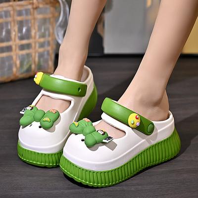 Модные садовые туфли сандалии женские летние 2024 водонепроницаемые толстые подошвы пляжные тапочки женские мягкие тапочки из ЭВА шлепанцы