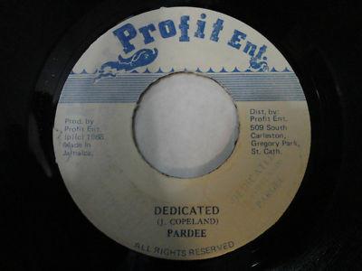 7inch Record PARDEE - Dedicated NONE Profit Ent. 1988 Jamaica Reggae, Ska & Dub Used