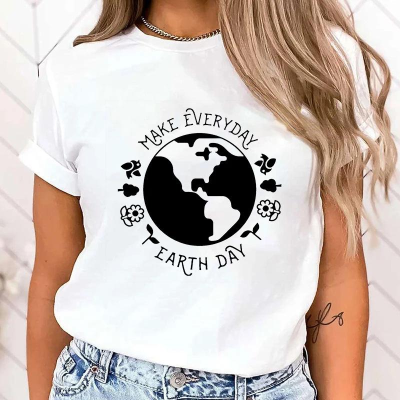 (Премиум-футболка)Футболка Make Everyday Earth Day для женщин, повседневная, с круглым вырезом и коротким рукавом, модная, 10 цветов, топы
