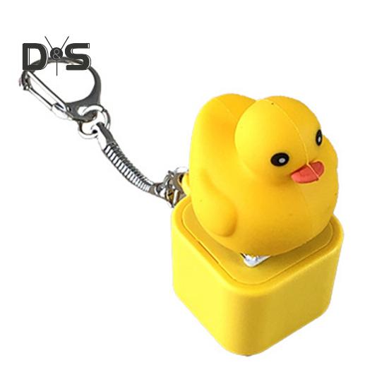 Duck Keycap Keychain Quacking Duck Fidget Toy with Light And Sound Portable Keyboard Clicker Keycap Duck for Stress Relief