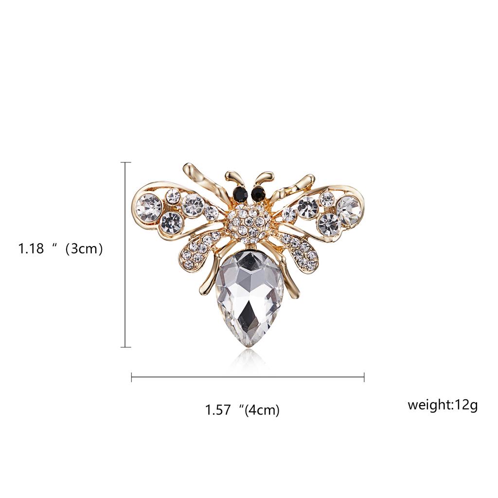Rinhoo Delicate Little Bee Brooch Crystal Rhinestone Insect Ant Flying Bee Animal Honeybee Enamel Pins Broach Needle Badge Gifts