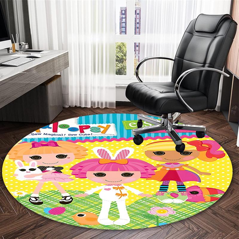 1pc Lalaloopsy3 Print Round Carpet Chair Round Carpet Suitable for Bedroom Living Room Home Decorative Carpet