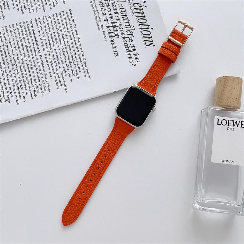 Ремешок с квадратной пряжкой и узором личи на тонкой талии Подходит для Applewatch Apple Watch Iwatch109876Se Женский