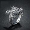 Chiba Men's Retro Domineering Dragon Ring - Unique Silver Index Finger Ring with Chinese Style and Thai Influence.