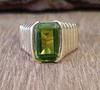 Peridot Signet Ring, 925 Solid Silver, Mens Women Gemstone Ring, Designer Ring, Promise Ring, Handmade Gift