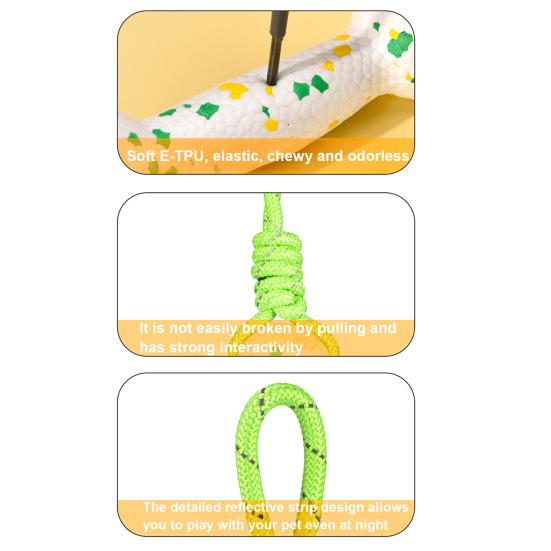 Interactive Pets Chew Toy Dumbbell Dog Toy Wear-resistant Rope Ball with Reflective Strips Dental Care Dog Toy