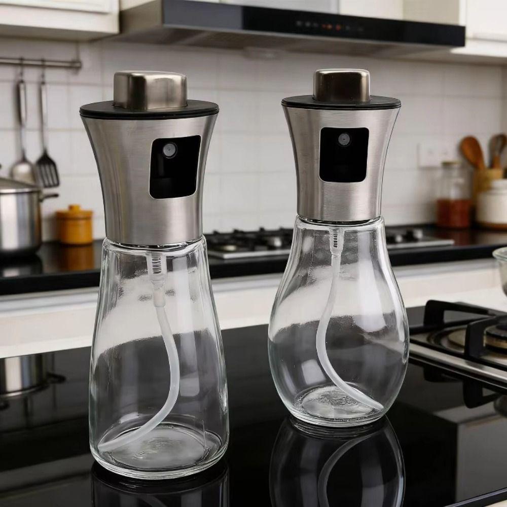 Glass Oil Spray Bottle Stainless Steel Oil Dispenser Bottle Glass Oil Sprayer  Household