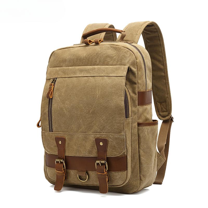 Backpack Student Outdoor Sports Retro Travel Backpack Waxed Canvas Waterproof Travel Bag Computer