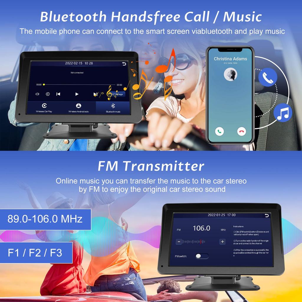 7 Inch Portable Car Audio, Integrated Navigation, Easy On/Off, Mirroring Function, Compatible with Apple