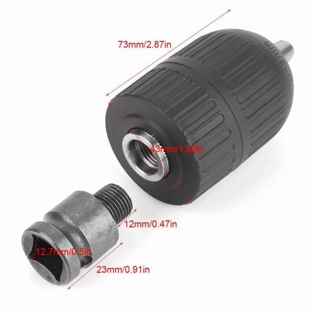 1pc 1/2 20UNF Drill Chuck 1/2 Chuck Adapter 2-13mm Capacity Keyless Chuck 2-13mm Clamp Range For Wrench Conversion Quick Grip